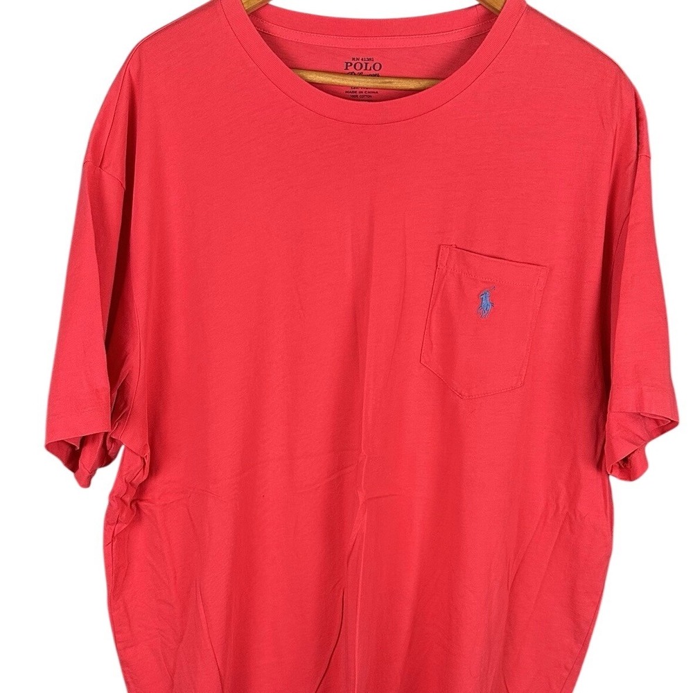 Polo Ralph Lauren Mens XL Red Pocket T-Shirt Blue Pony Logo Cotton Tee